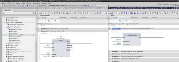 Función de comunicación entre 2 PLC S7-1200 en TIA Portal