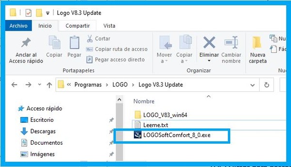 LOGO!Soft Comfort V8.3 se debe instalar primero la versión V8.0