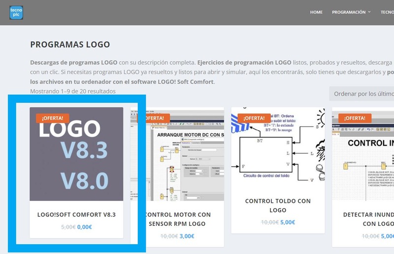 Software LOGO disponible para su descarga en la web de tecnplc