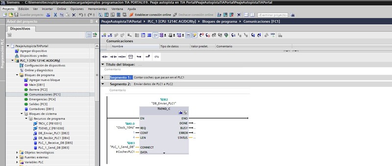 Uso de funciones FC y funciones para control de barreras peaje TIA Portal