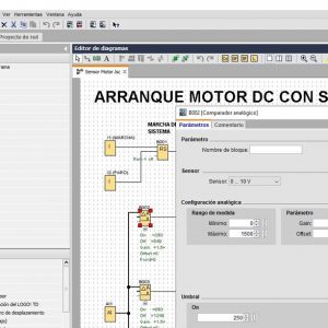 Uso de un comparador analógico para programar motor con sensor velocidad en LOGO Siemens.