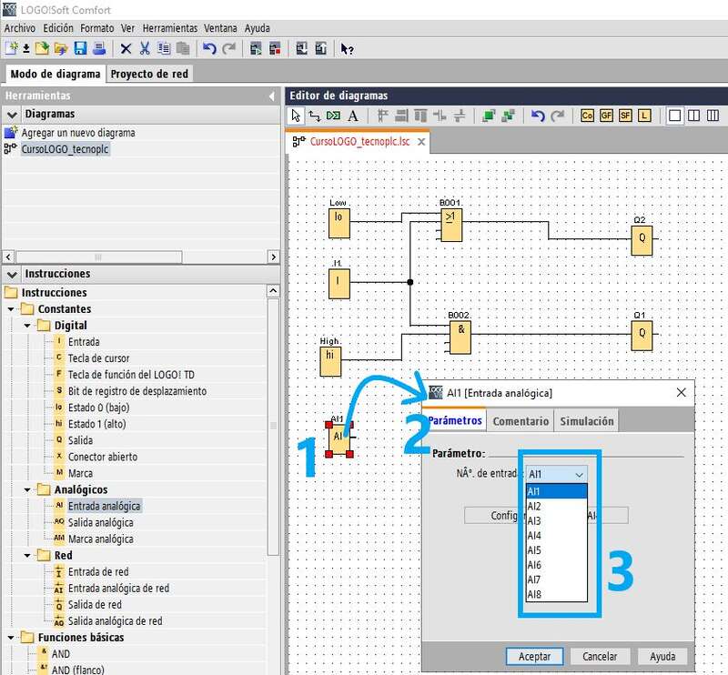 Configuración entradas analógicas en LOGOSoft Comfort