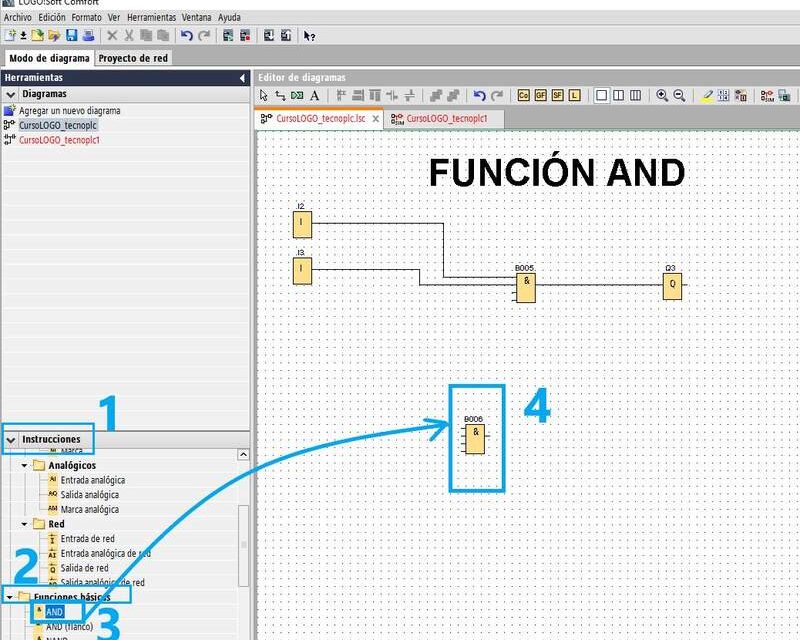 Función AND LOGO Siemens cómo se usa y ejemplos paso a paso