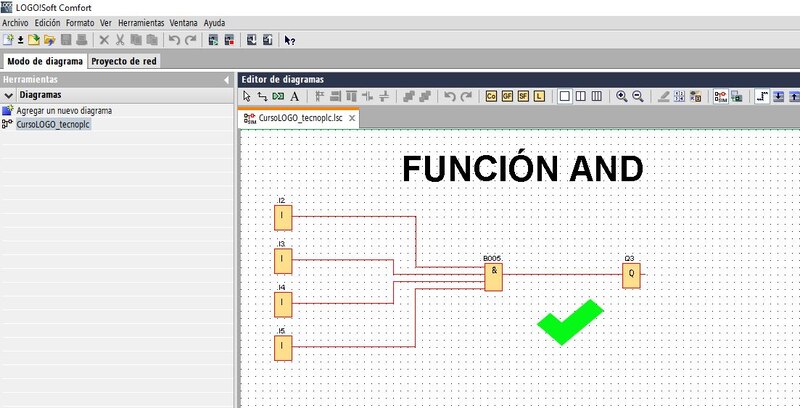 Función AND LOGO Siemens deja pasar la señal si todas las entradas activadas