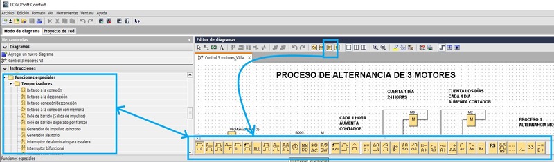 Herramientas de software LOGO con acceso directo a funciones avanzadas y temporizadores