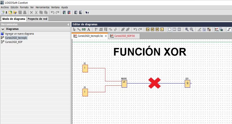 Bloque lógico XOR no deja pasar la señal si las dos entradas tienen el mismo valor