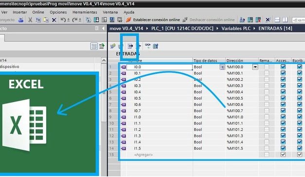 Exportar variables a Excel desde una tabla en TIA Portal