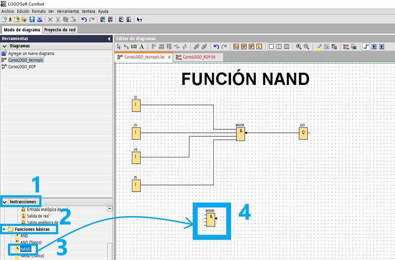 Función NAND LOGO Siemens cómo funciona y ejemplos paso a paso