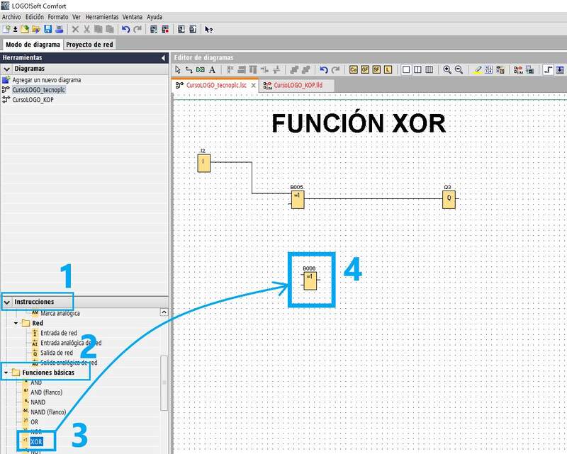 Función XOR LOGO Siemens cómo funciona y ejemplos paso a paso