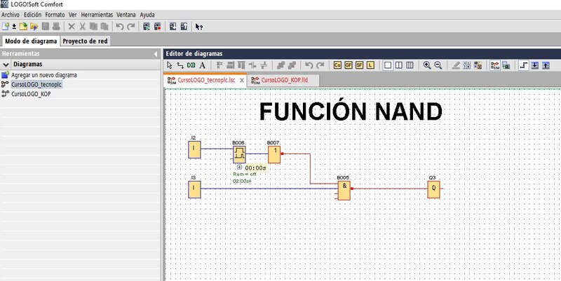 Función NAND LOGO Siemens con entradas libres activadas por defecto