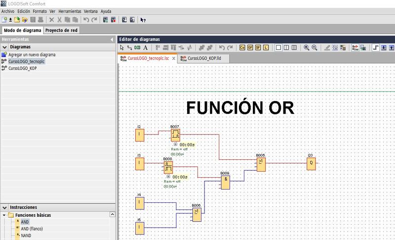 Función OR LOGO Siemens con entradas libres desactivadas por defecto