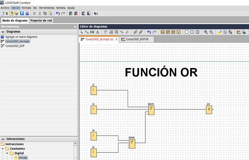 Utilizar varias condiciones previas para una entrada de la Función OR LOGO Siemens