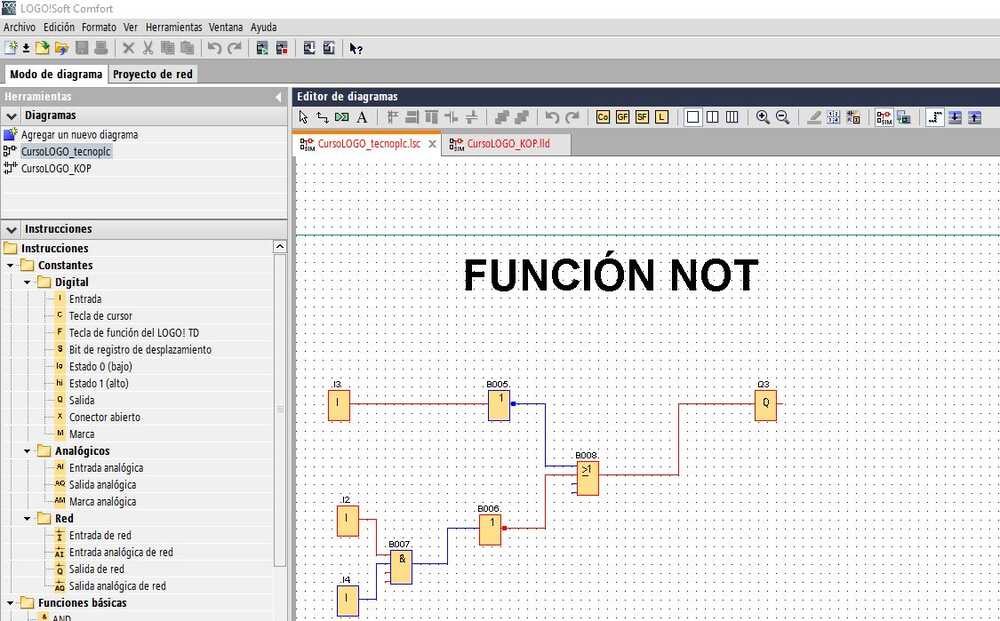 Utilizar varias condiciones previas para una entrada de la Función NOT LOGO Siemens
