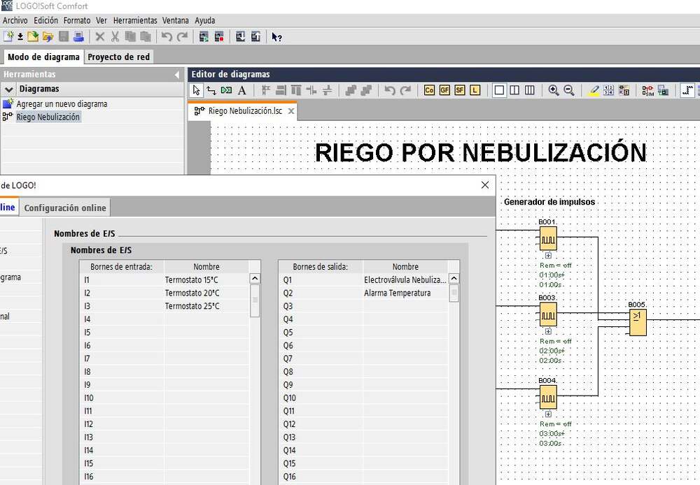 Uso de comparadores y generadores de impulsos para regar por pulsos con LOGO