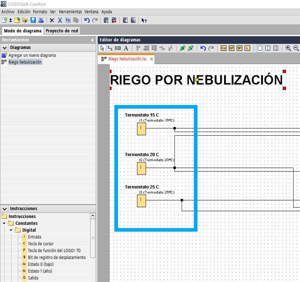 Utilización de termostatos digitales para riego por nebulización con LOGO Soft Comfort